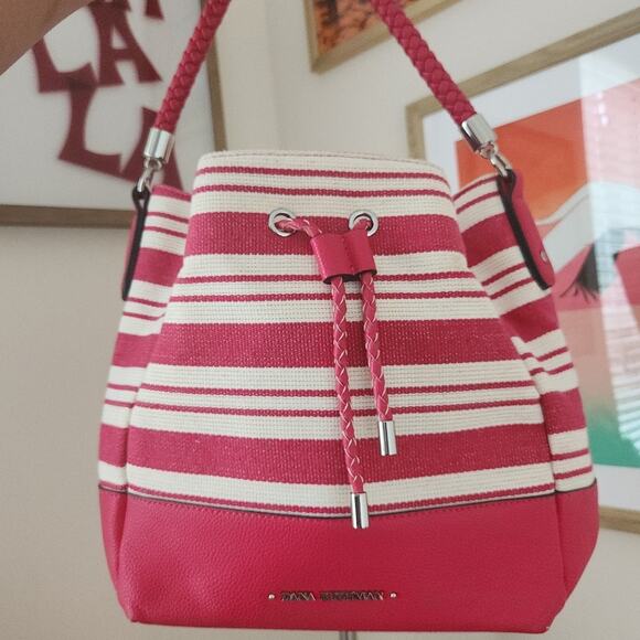 Vintage Dana Buchman Woven Faux Leather Tote Bag - Picture 1 of 11